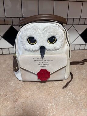 Harry Potter wizarding world Hedwig owl backpack bag faux fur whimsical tote